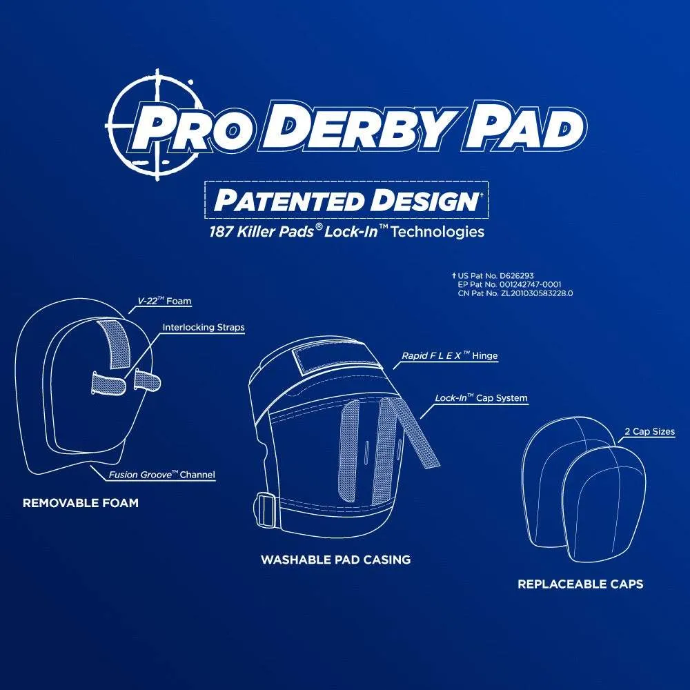 187 Killer Pads Pro Derby Knee Pad (sold as pair)