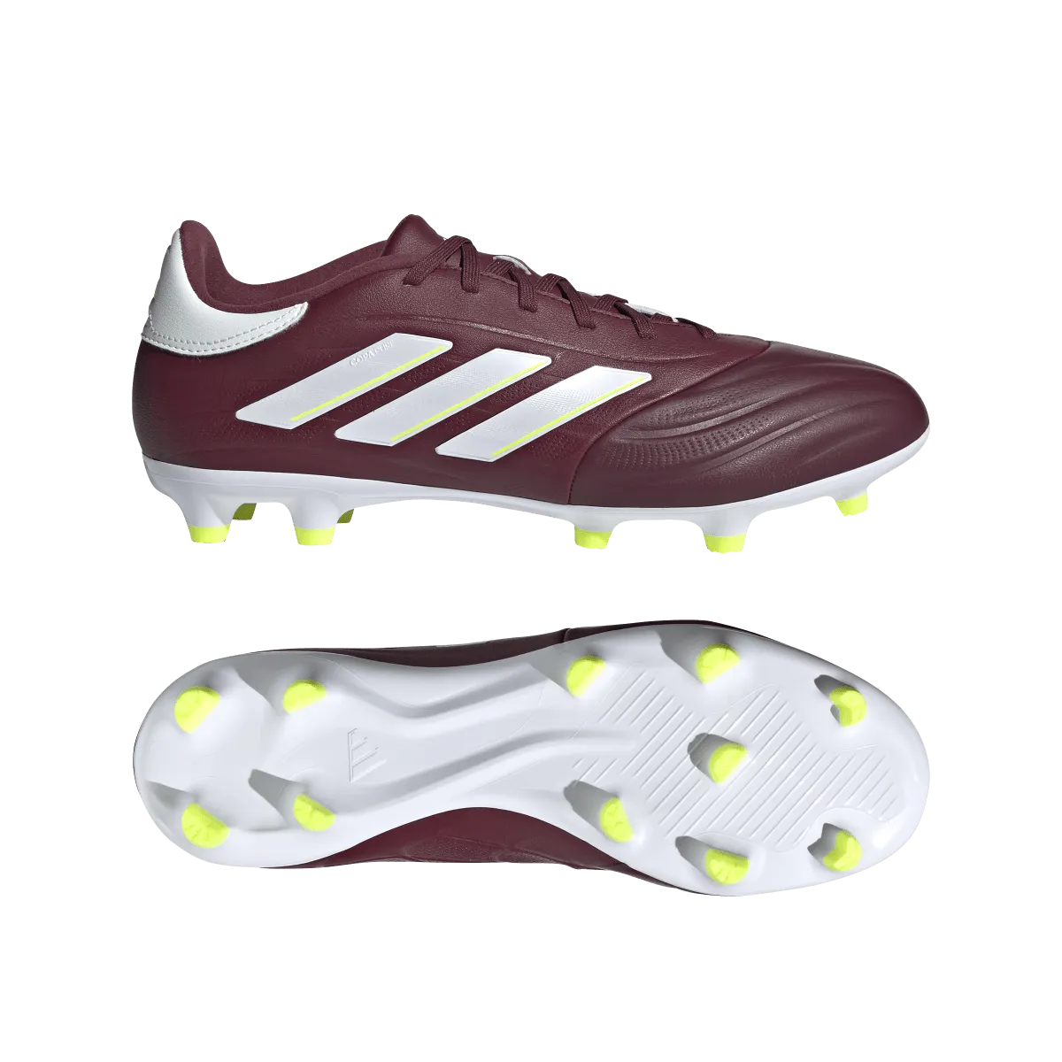 adidas Copa Pure II League Firm Ground Junior Soccer Cleats IE7494 Burgundy/White/Neon Green