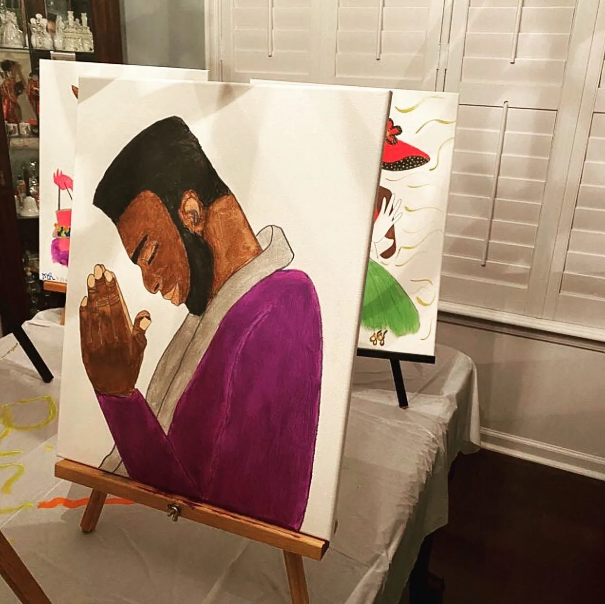 African American Man Praying Canvas - African Painting Party Canvas