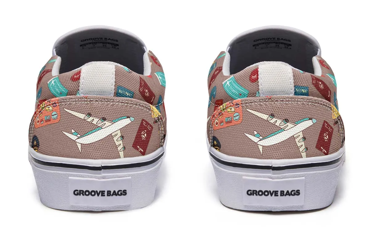 Airplane Travel Icons Slip-On Shoes