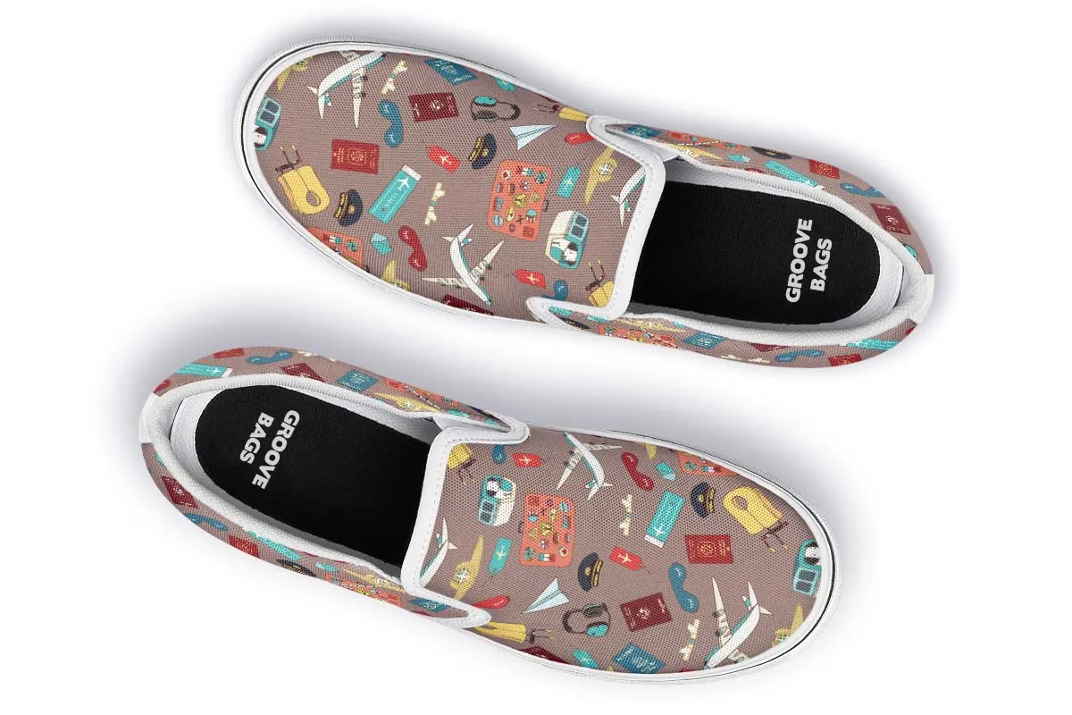 Airplane Travel Icons Slip-On Shoes