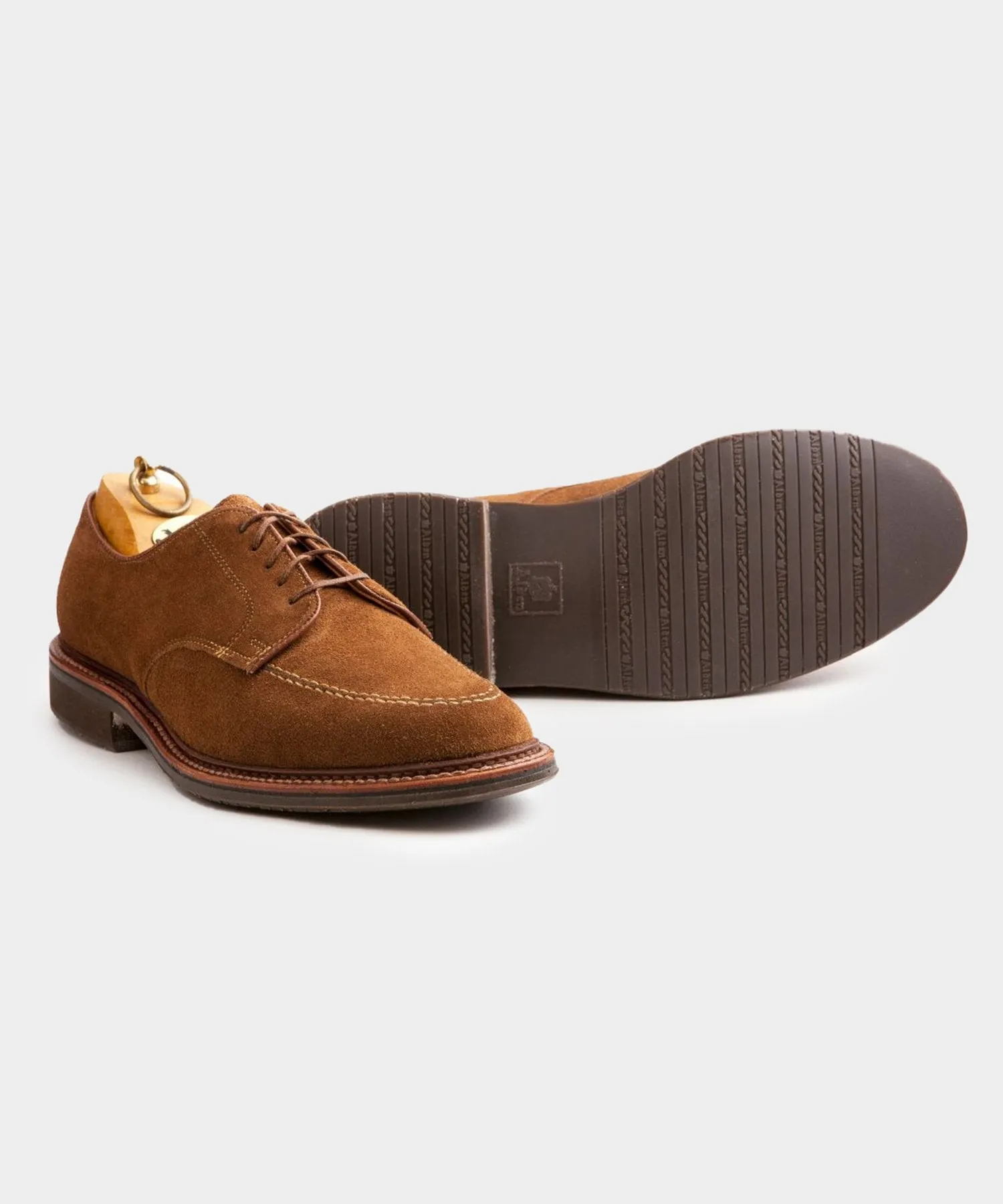 Alden Mocc Toe Derby Blucher in Snuff Suede