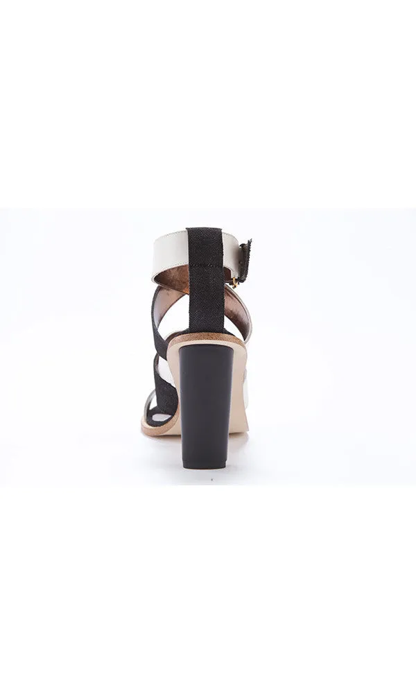 Alisa Canvas and Leather Strappy Heel