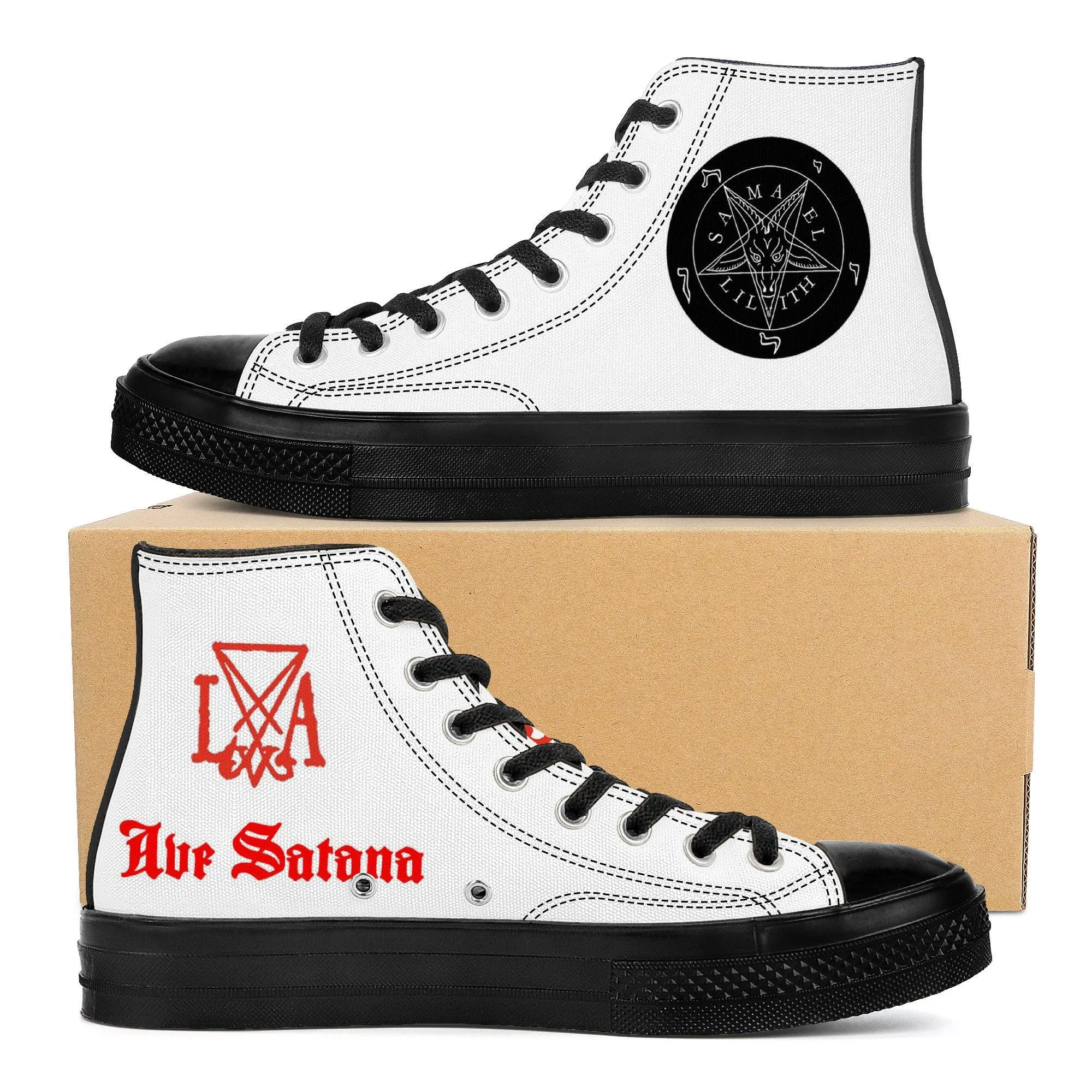 Ave Satana High Top Canvas Shoes - Black