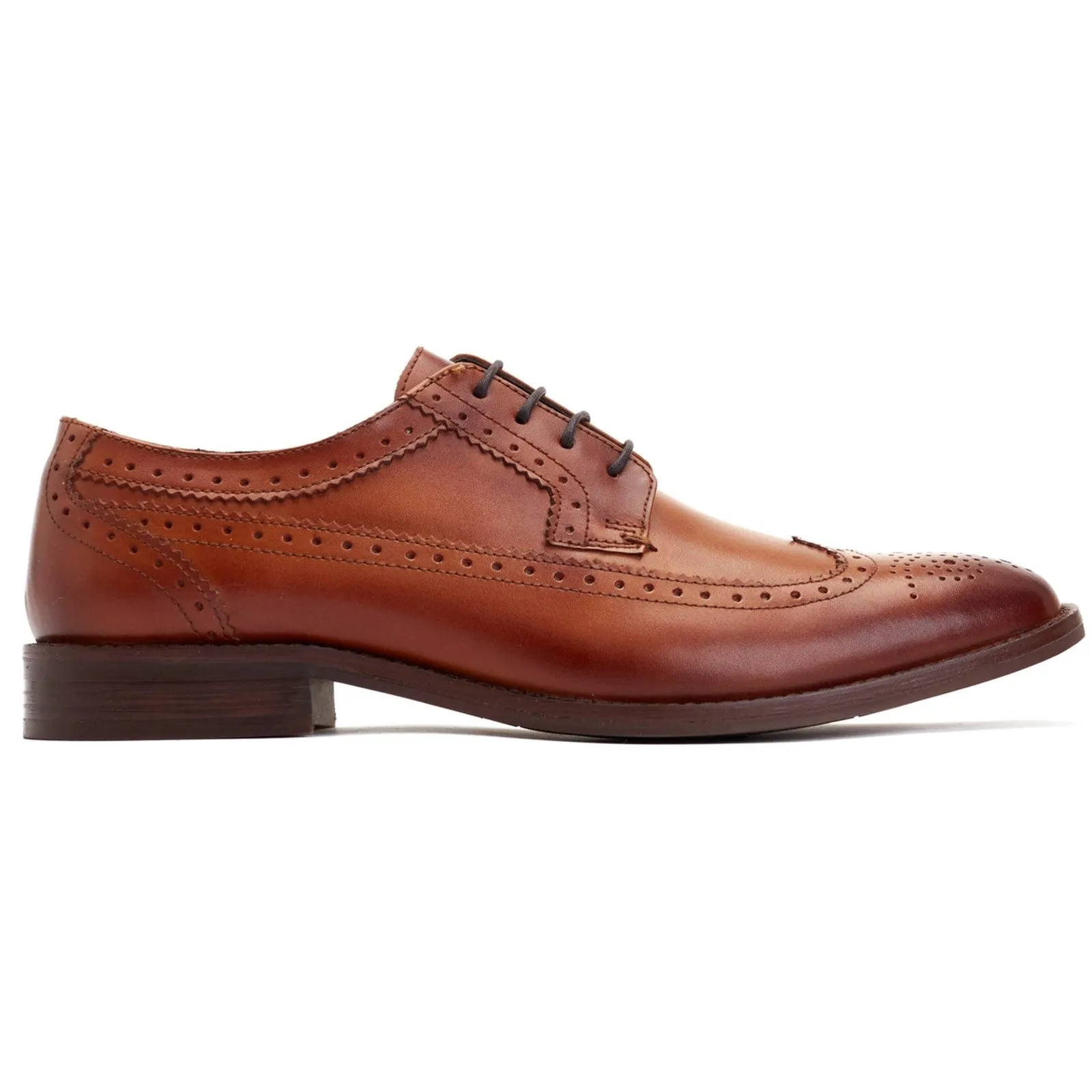 Base London Twain Mens Leather Brogue Detail Lace Up Shoe