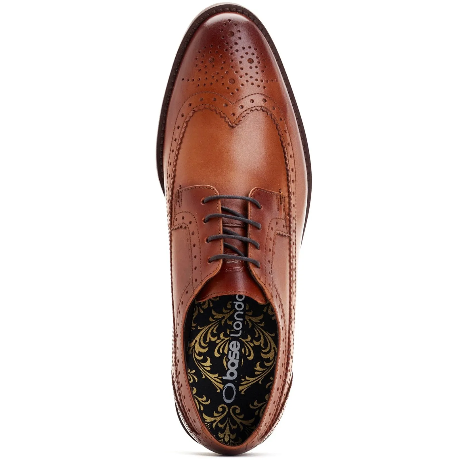 Base London Twain Mens Leather Brogue Detail Lace Up Shoe