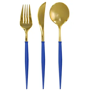 Bella Plastic Cutlery | Blue & Gold