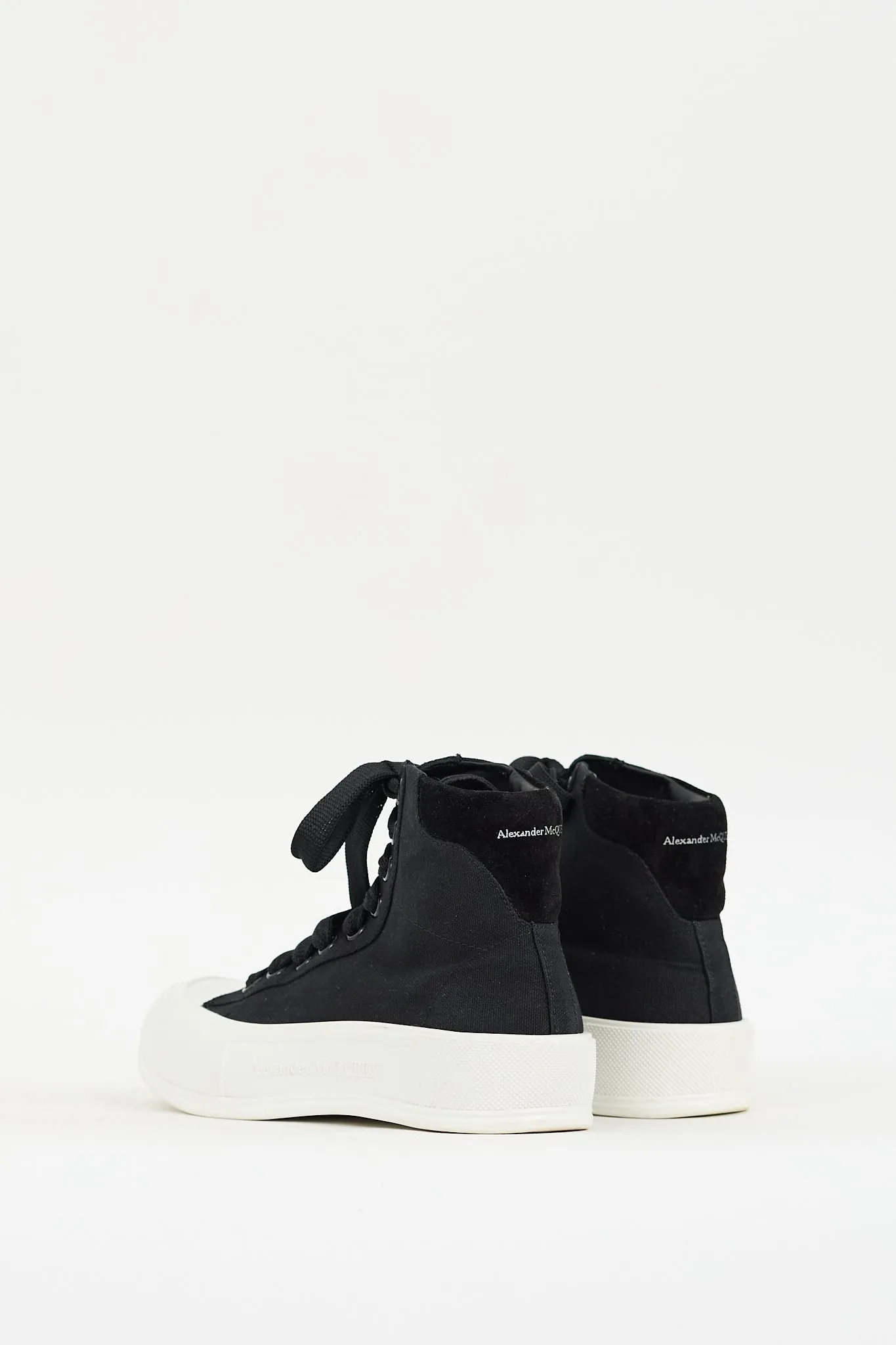 Black & White Canvas Plimsoll Platform Sneaker