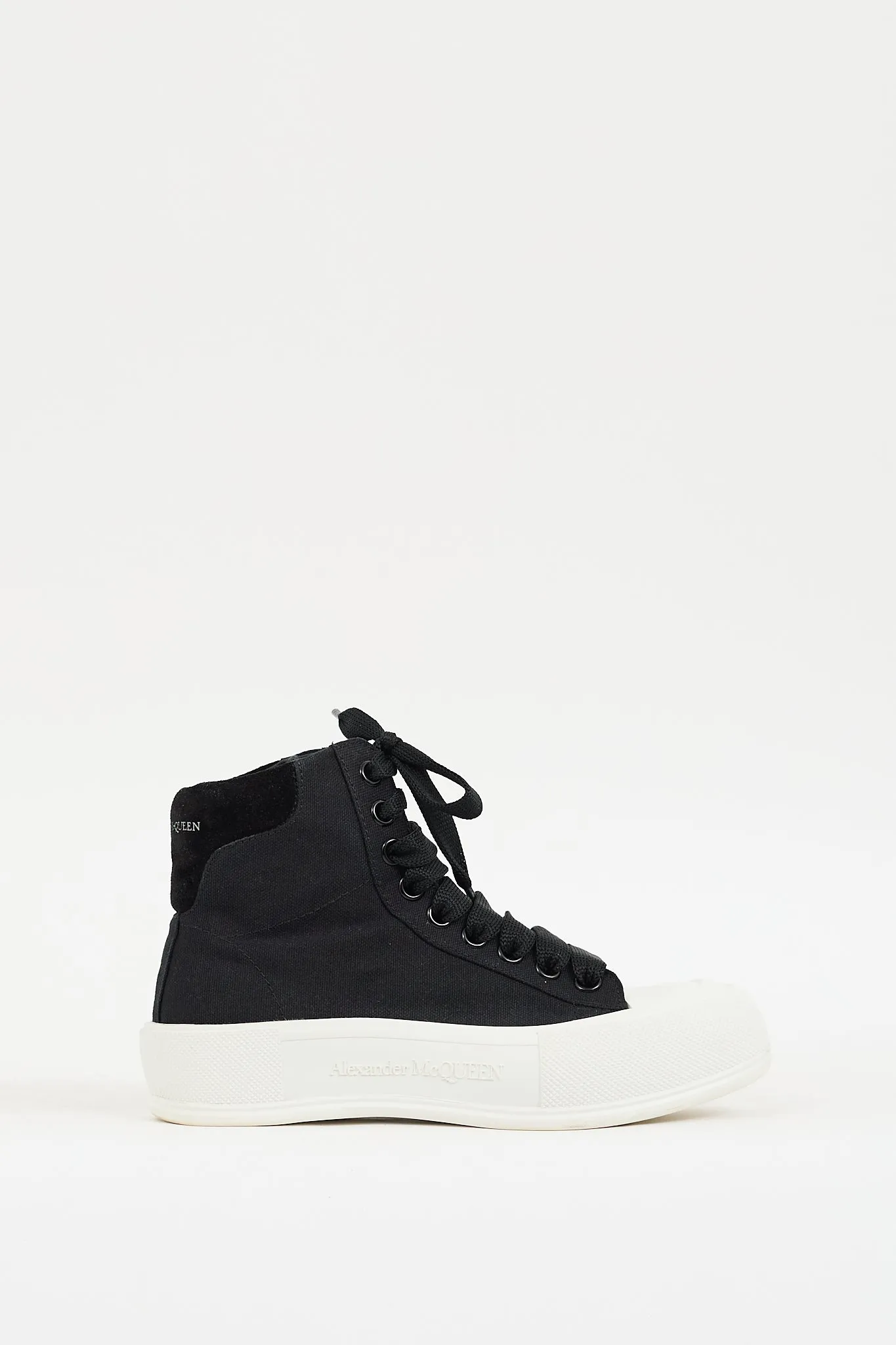 Black & White Canvas Plimsoll Platform Sneaker