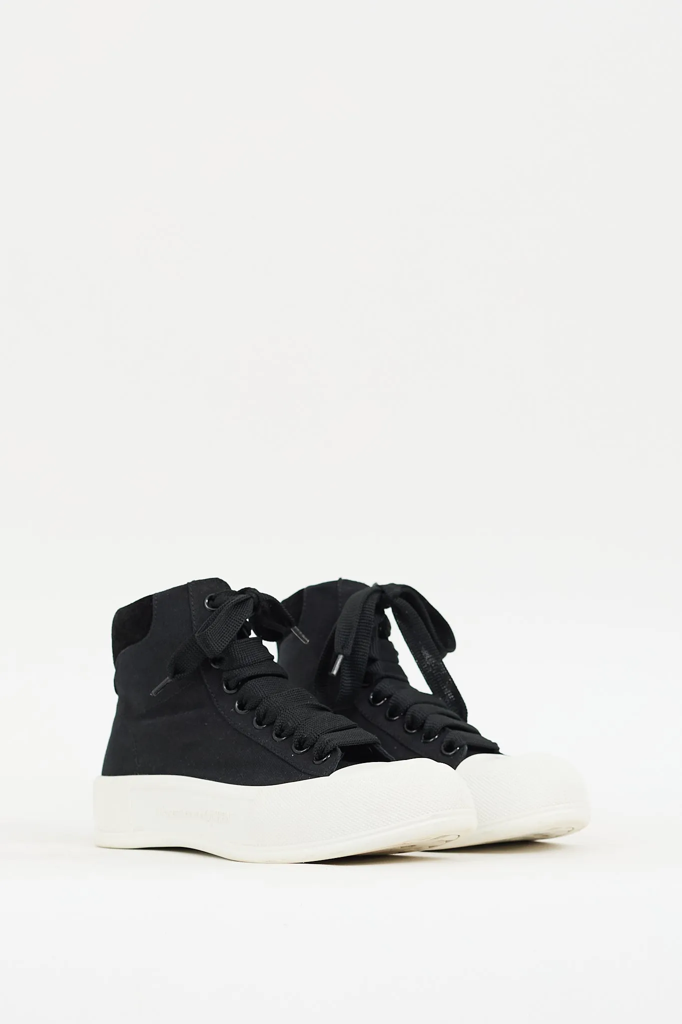 Black & White Canvas Plimsoll Platform Sneaker