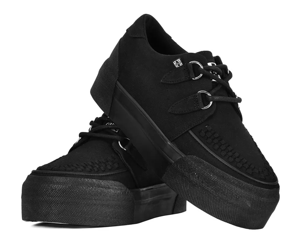 Black Canvas Interlace Platform Creeper Sneaker