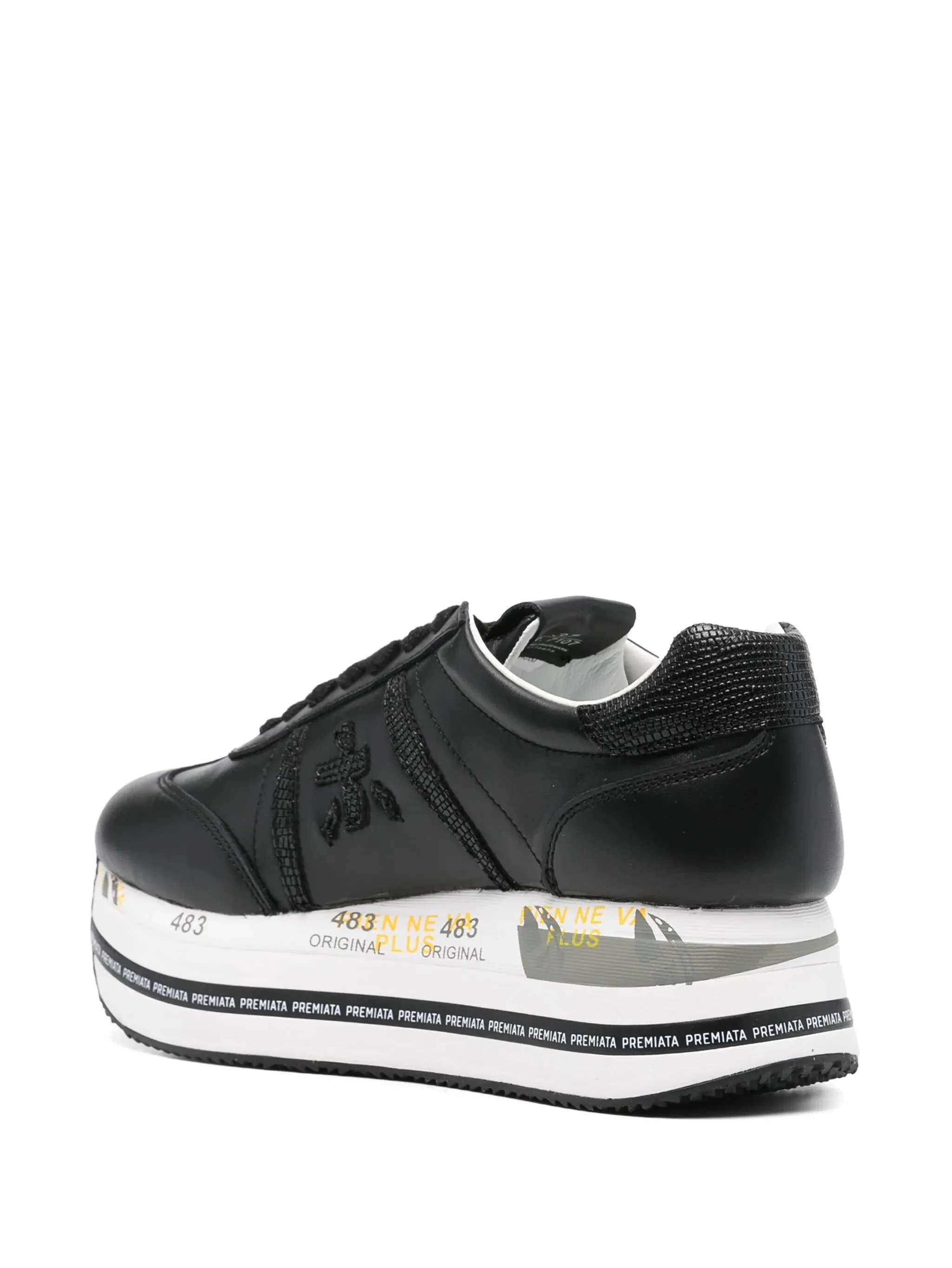 Black Leather Platform Sneakers