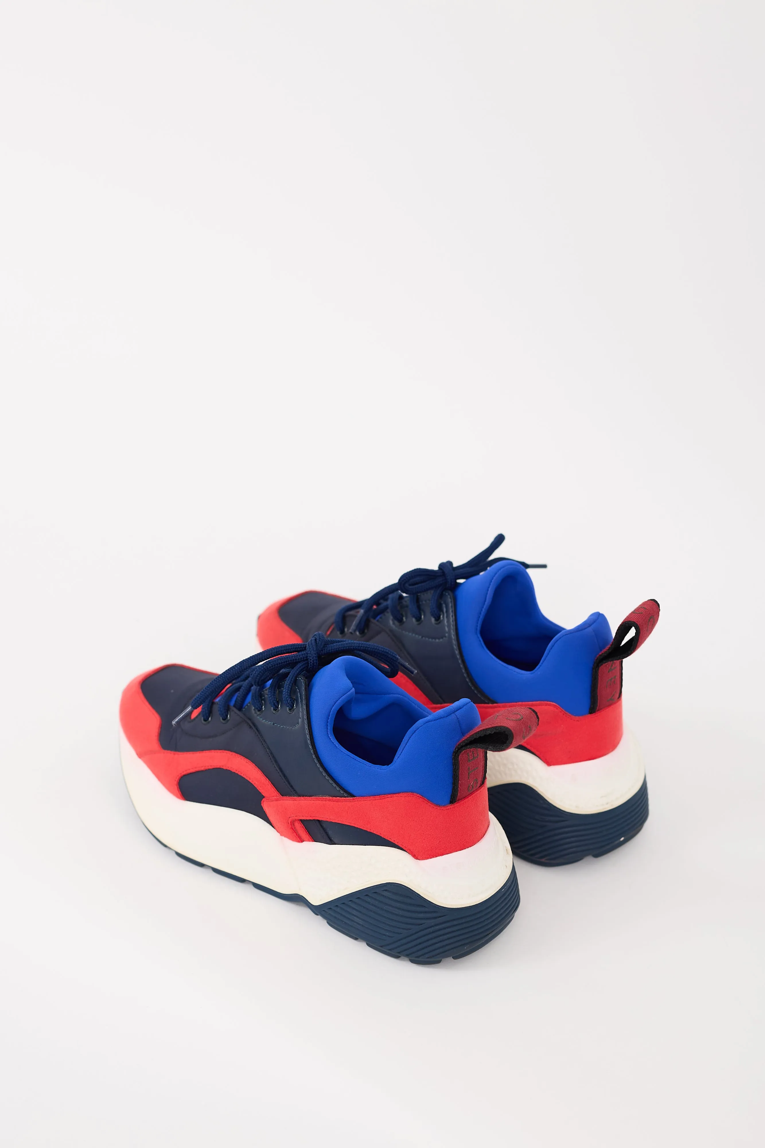 Blue & Red Neoprene & Faux Leather Eclypse Sneaker