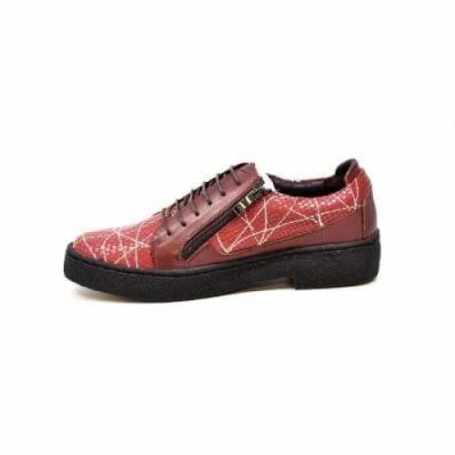 British Walkers Men's Red Snake Skin Leather w Linear Design