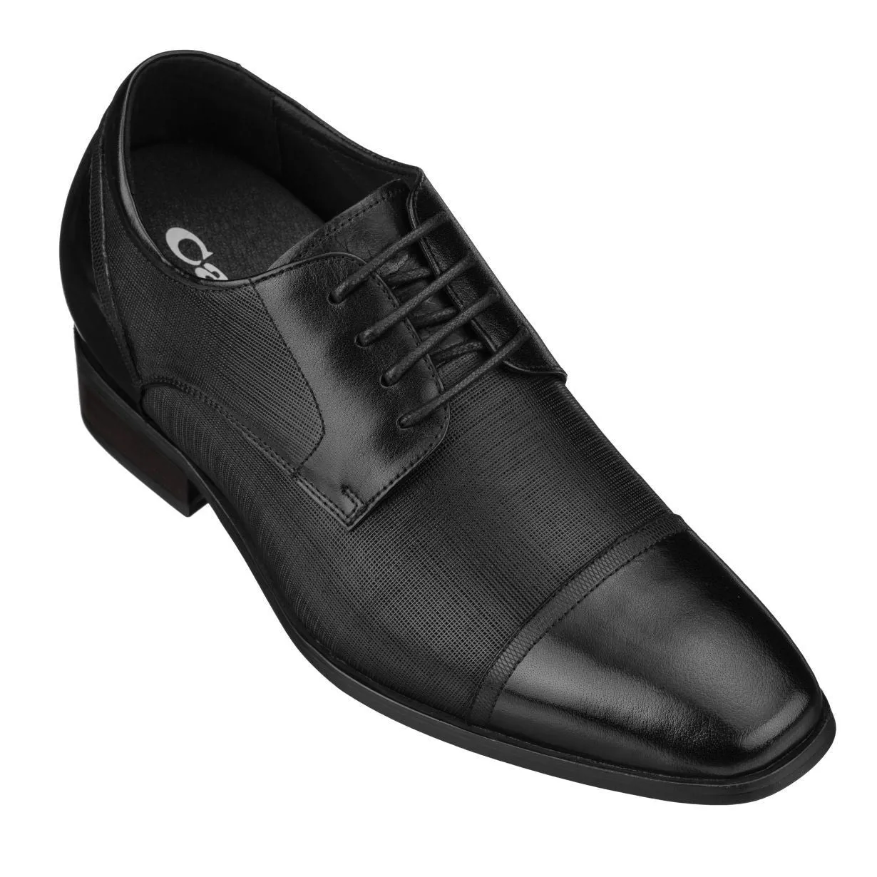 CALTO Black Leather Dress Elevator Shoes - 3.2 inches - Y40552