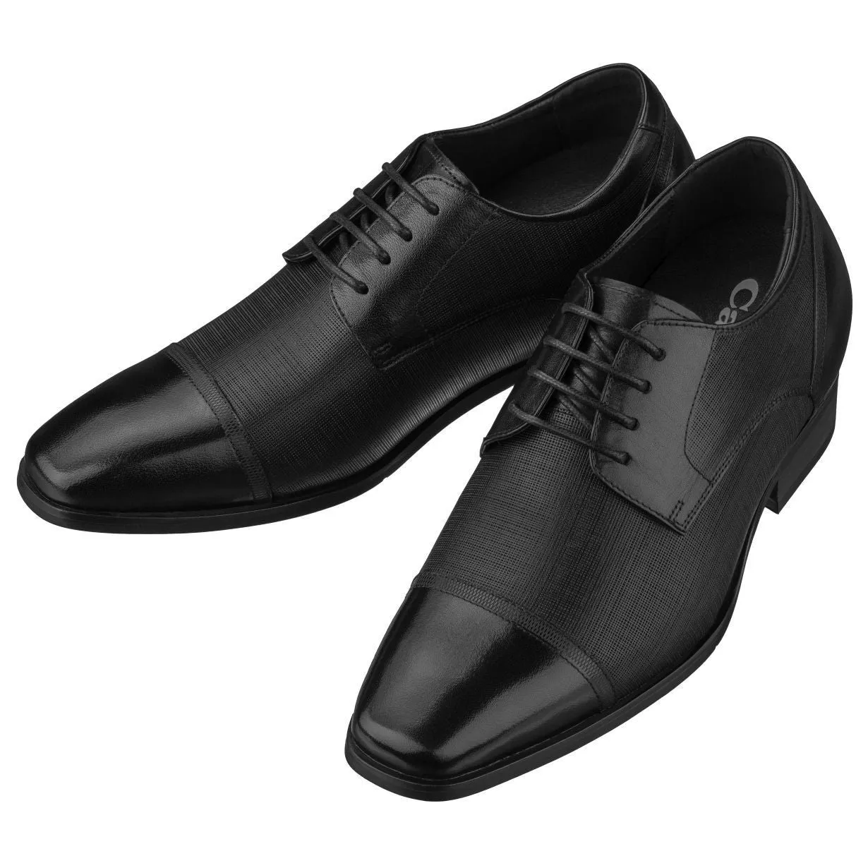 CALTO Black Leather Dress Elevator Shoes - 3.2 inches - Y40552