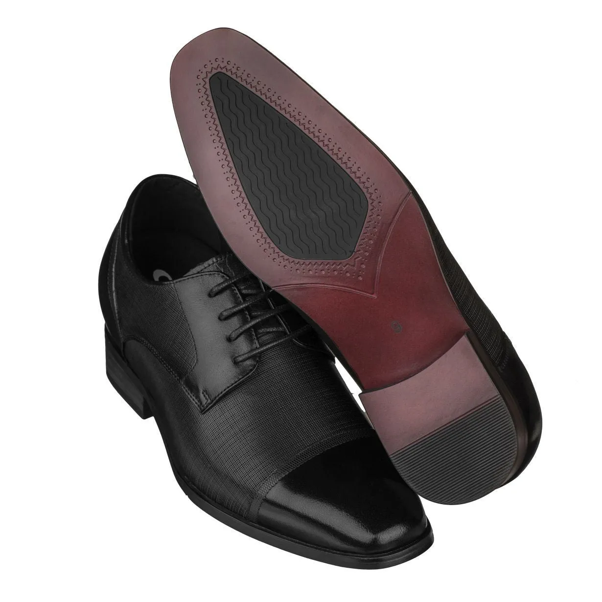 CALTO Black Leather Dress Elevator Shoes - 3.2 inches - Y40552