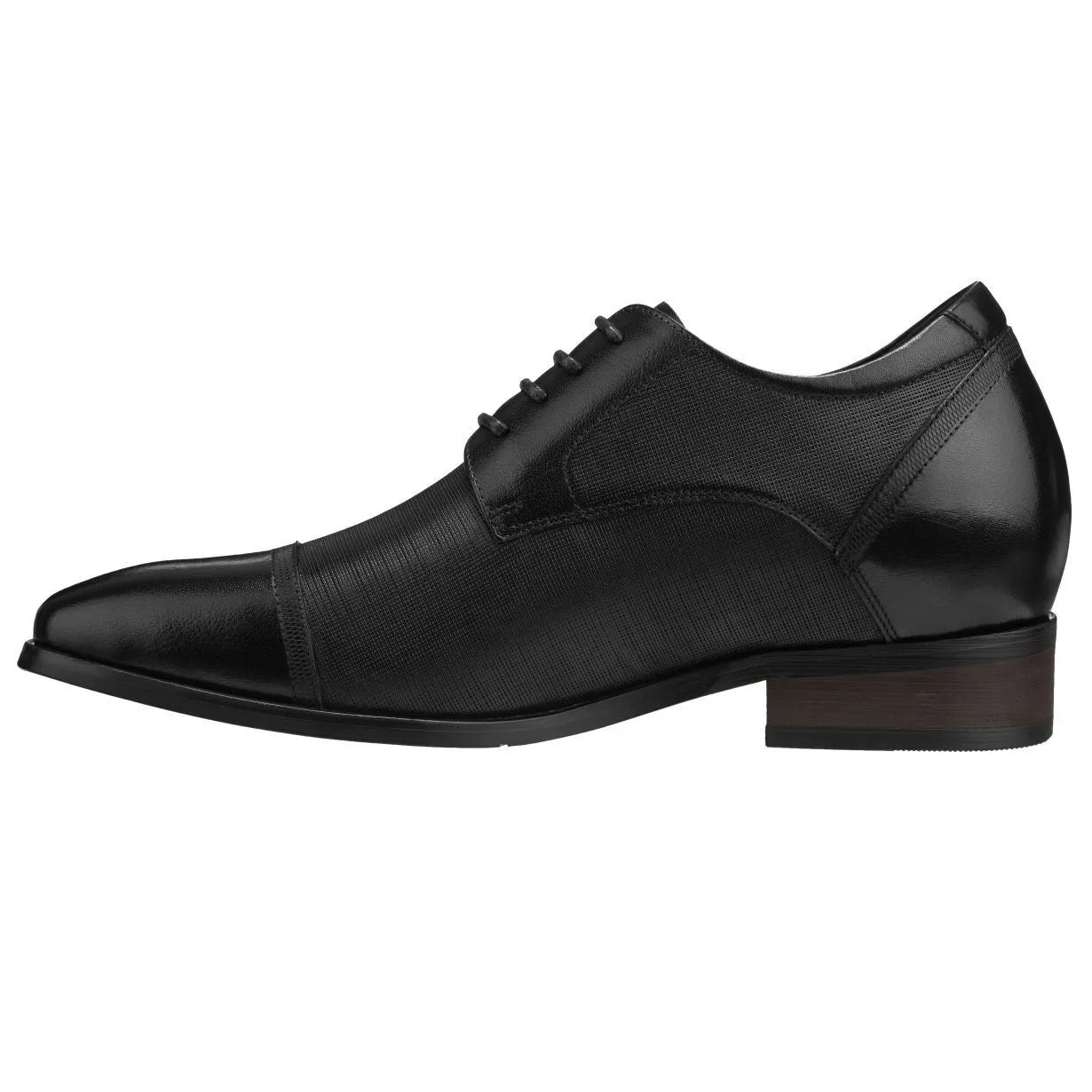 CALTO Black Leather Dress Elevator Shoes - 3.2 inches - Y40552