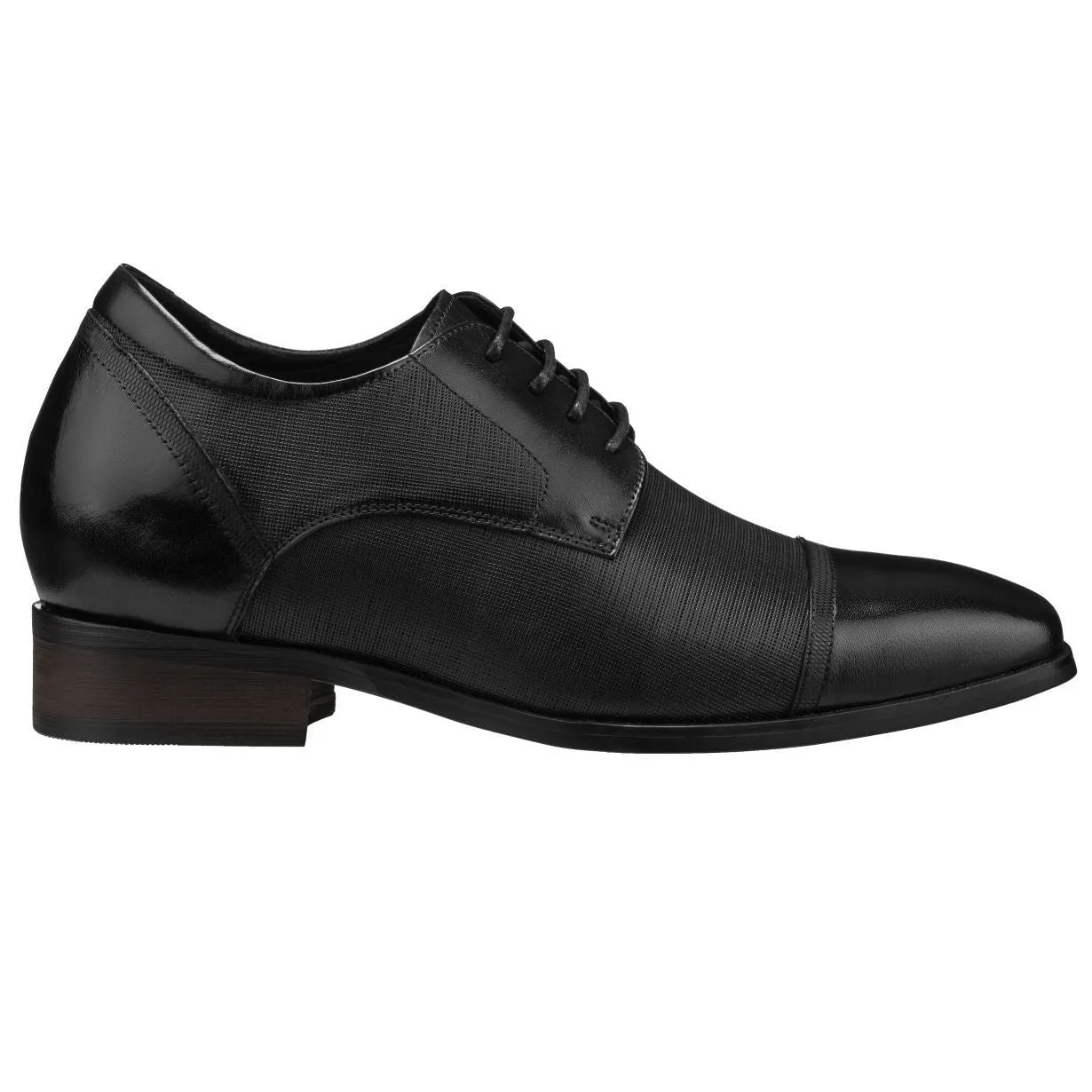 CALTO Black Leather Dress Elevator Shoes - 3.2 inches - Y40552