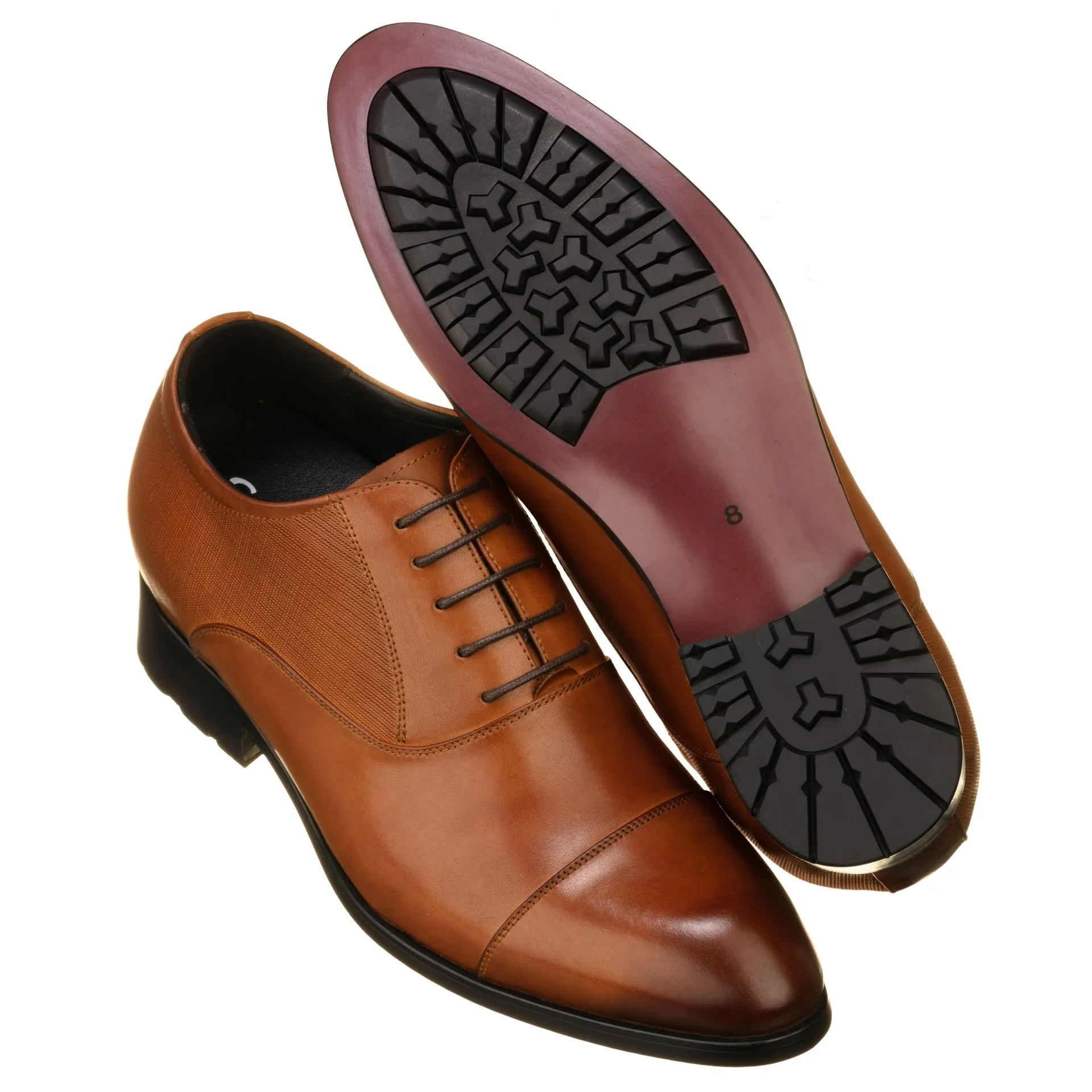 CALTO - Y6711 - 3 Inches Taller (Brown) - Dress Shoes