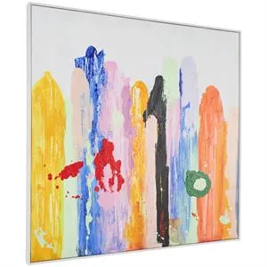 Canvas Art - Multi Colored Abstract Paint Stroke Wall Art Decor