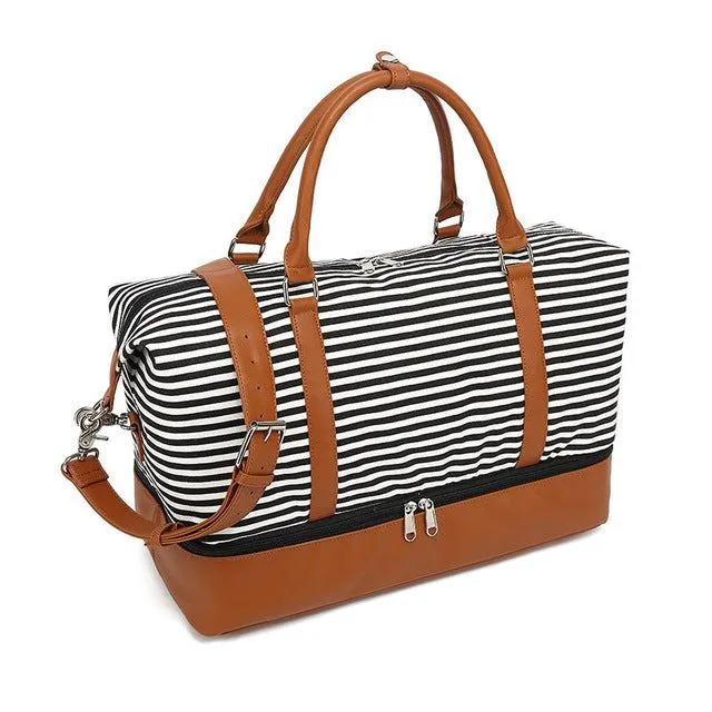 Canvas striped travel bag