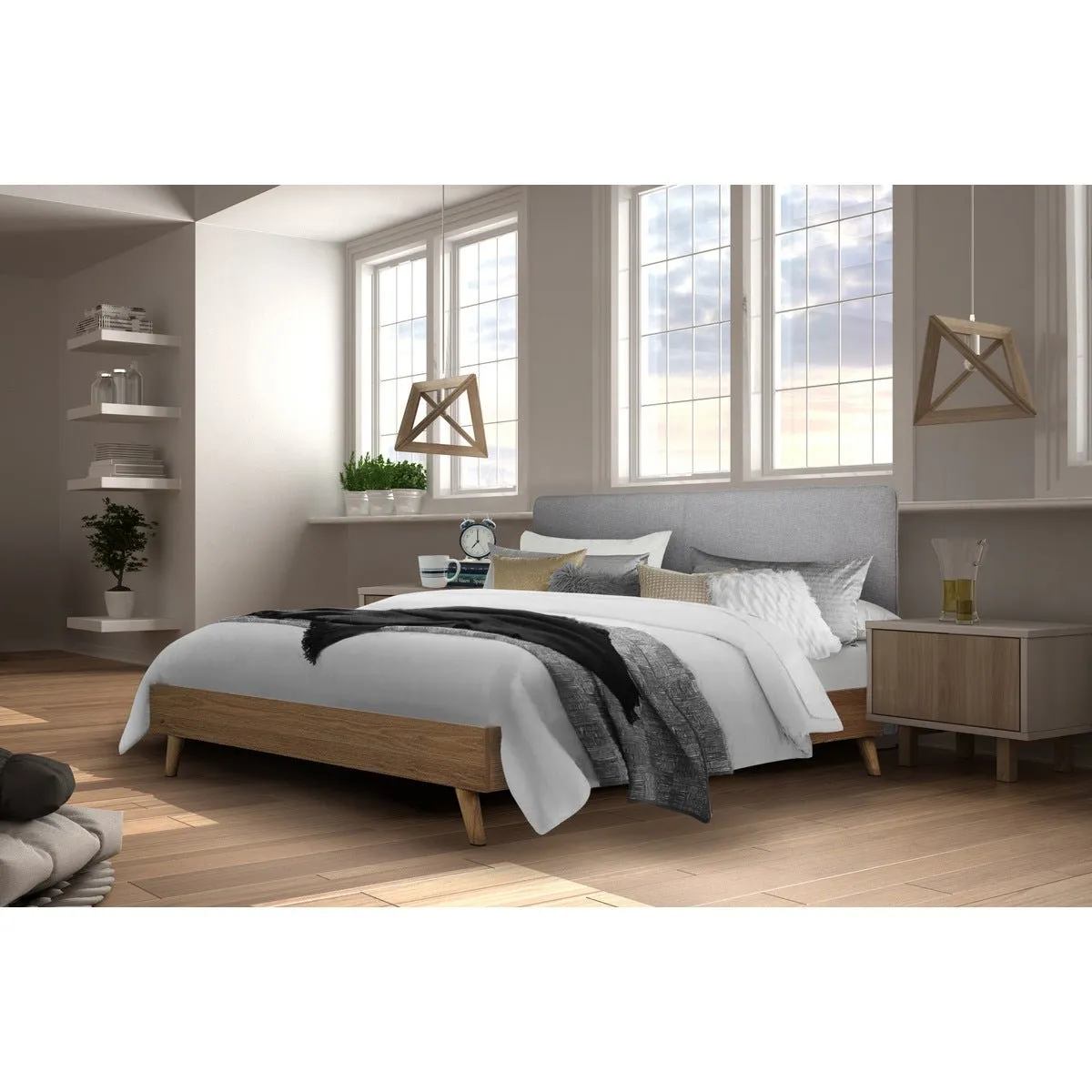 Cassidy King Platform Bed with Upholstered Headboard