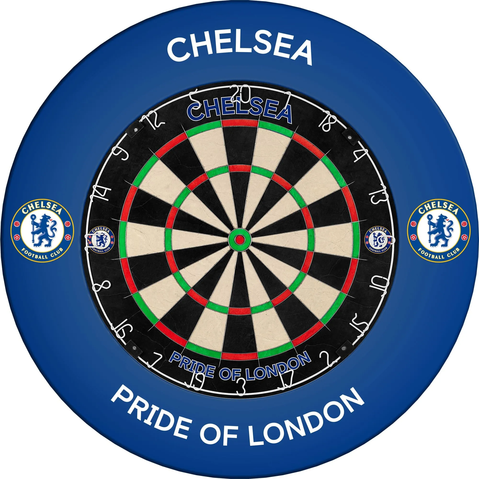 Chelsea Football Dartboard Surround - Official Licensed - Chelsea FC - S1 - Pride Of London - White