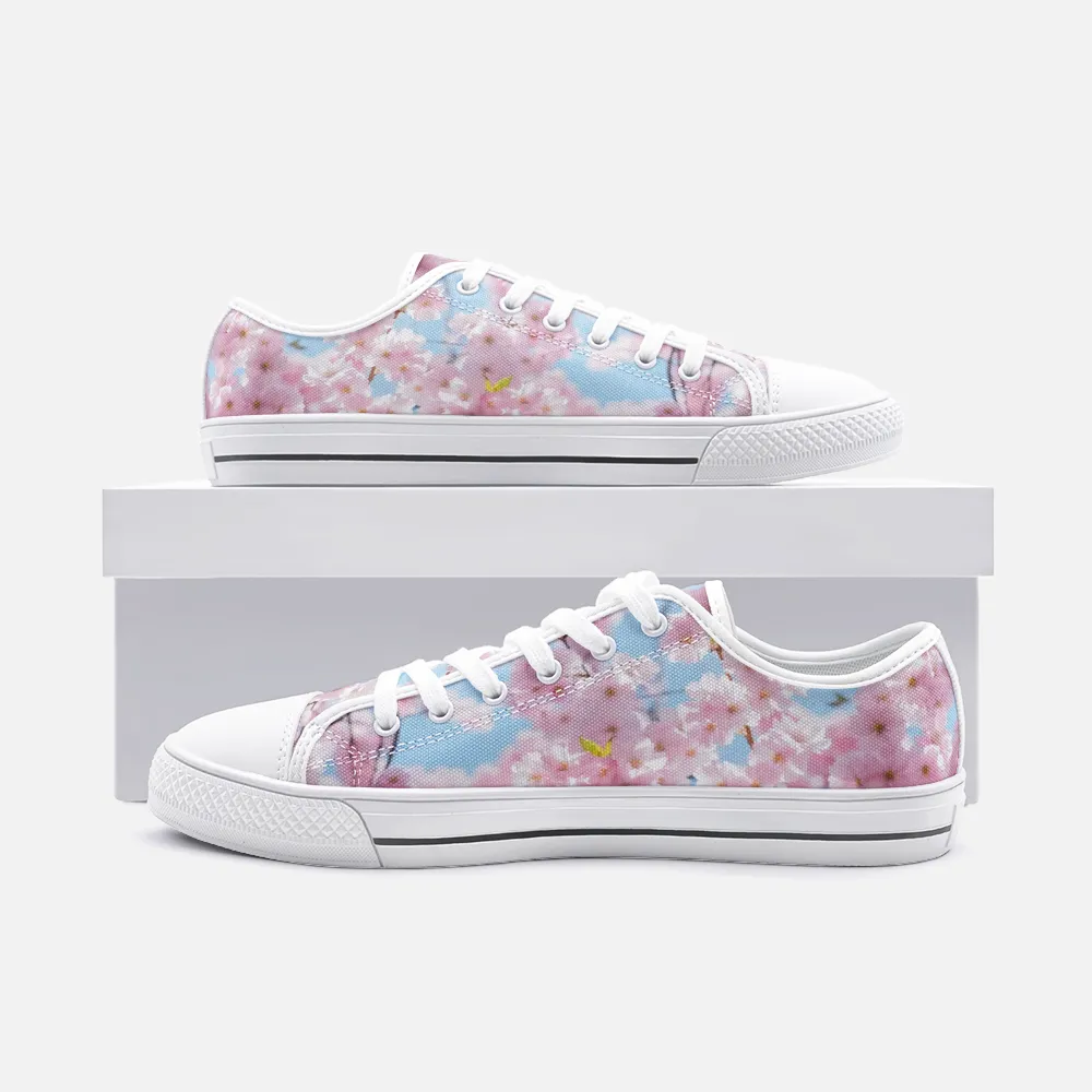 Cherry Blossom & Sky Blue Low Top Canvas Shoes