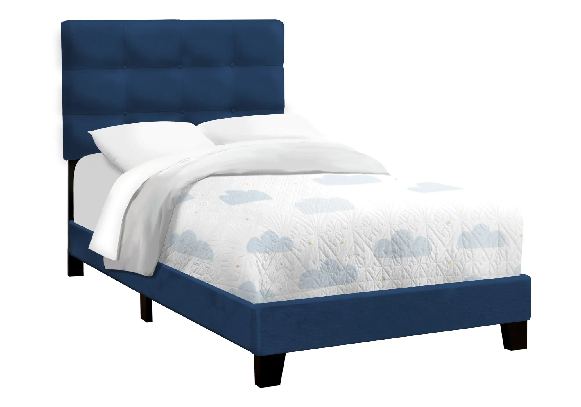 Chic Blue Velvet Twin Platform Bed