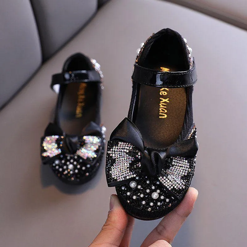 Children's Girl Toddlers Casual Shoes Rhinestone Bow Dance Flats UOS307