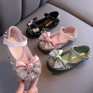 Children's Girl Toddlers Casual Shoes Rhinestone Bow Dance Flats UOS307