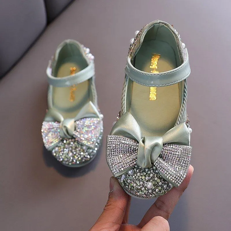 Children's Girl Toddlers Casual Shoes Rhinestone Bow Dance Flats UOS307