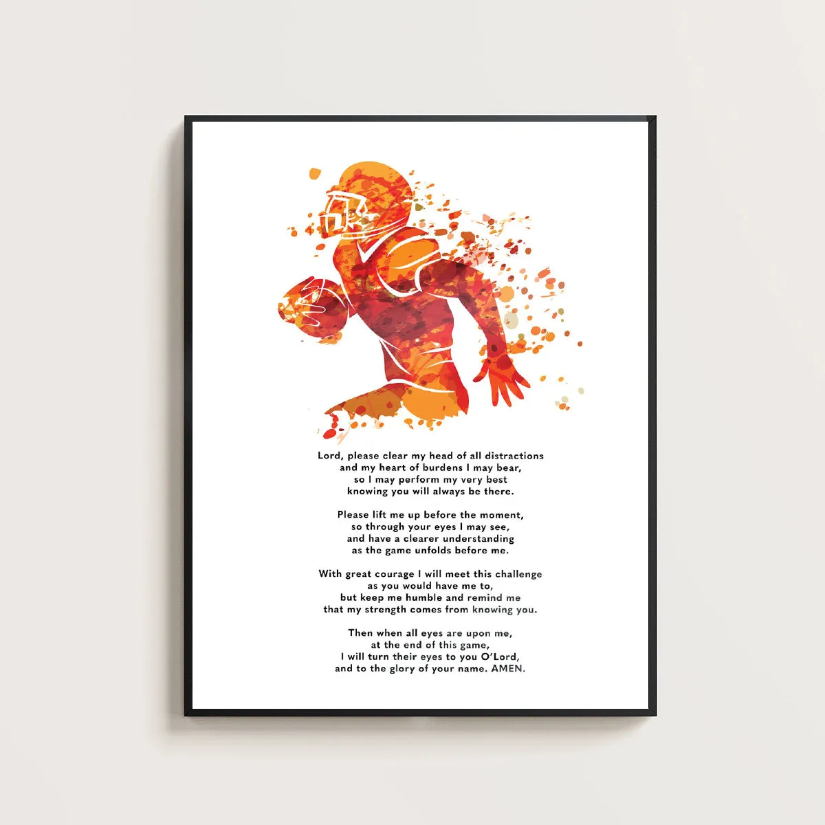 Christian Athlete Football Prayer Poster American Football Fan Gifts Room Decoration