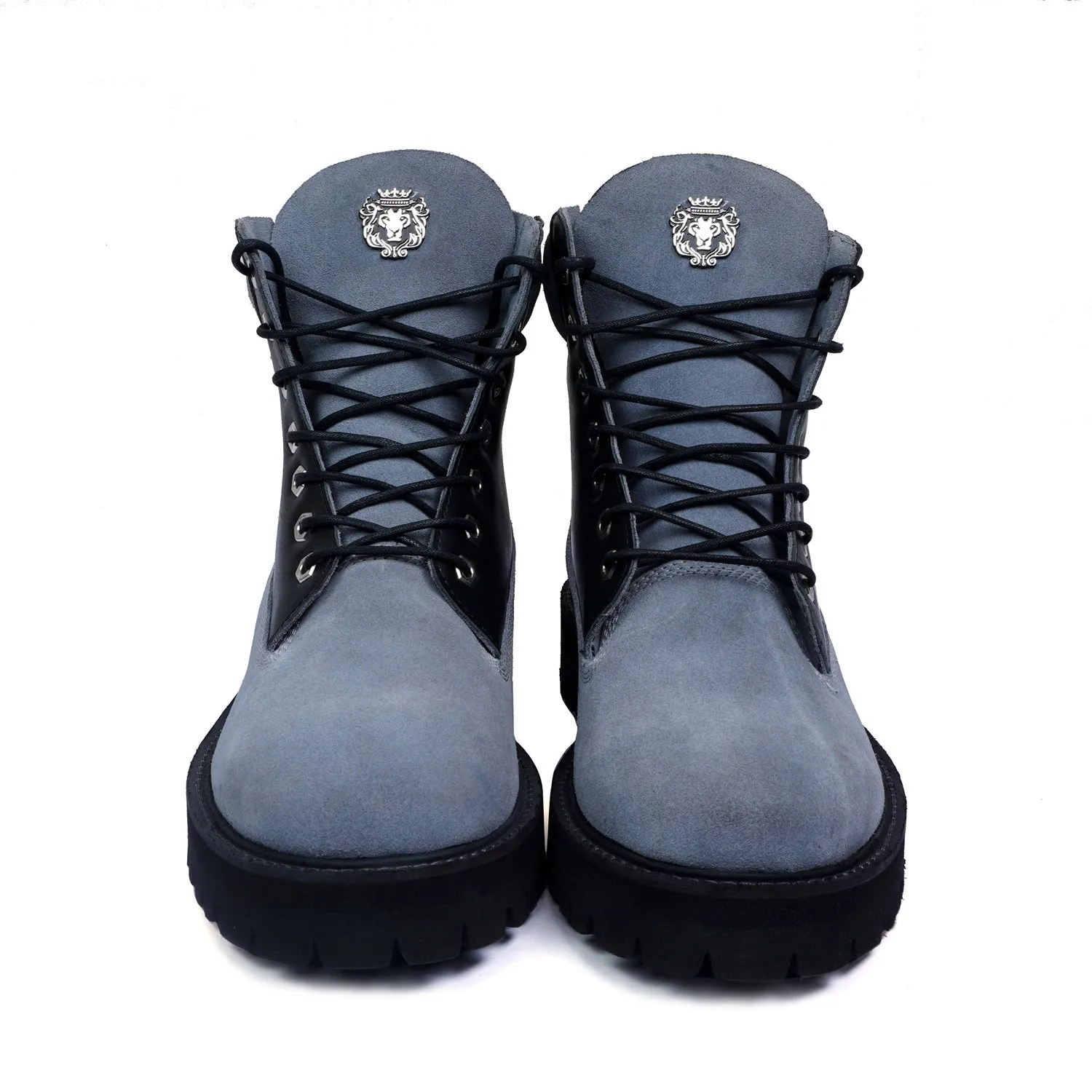 Combat Chunky Boot with Perfect color combination of Black & Grey Leather