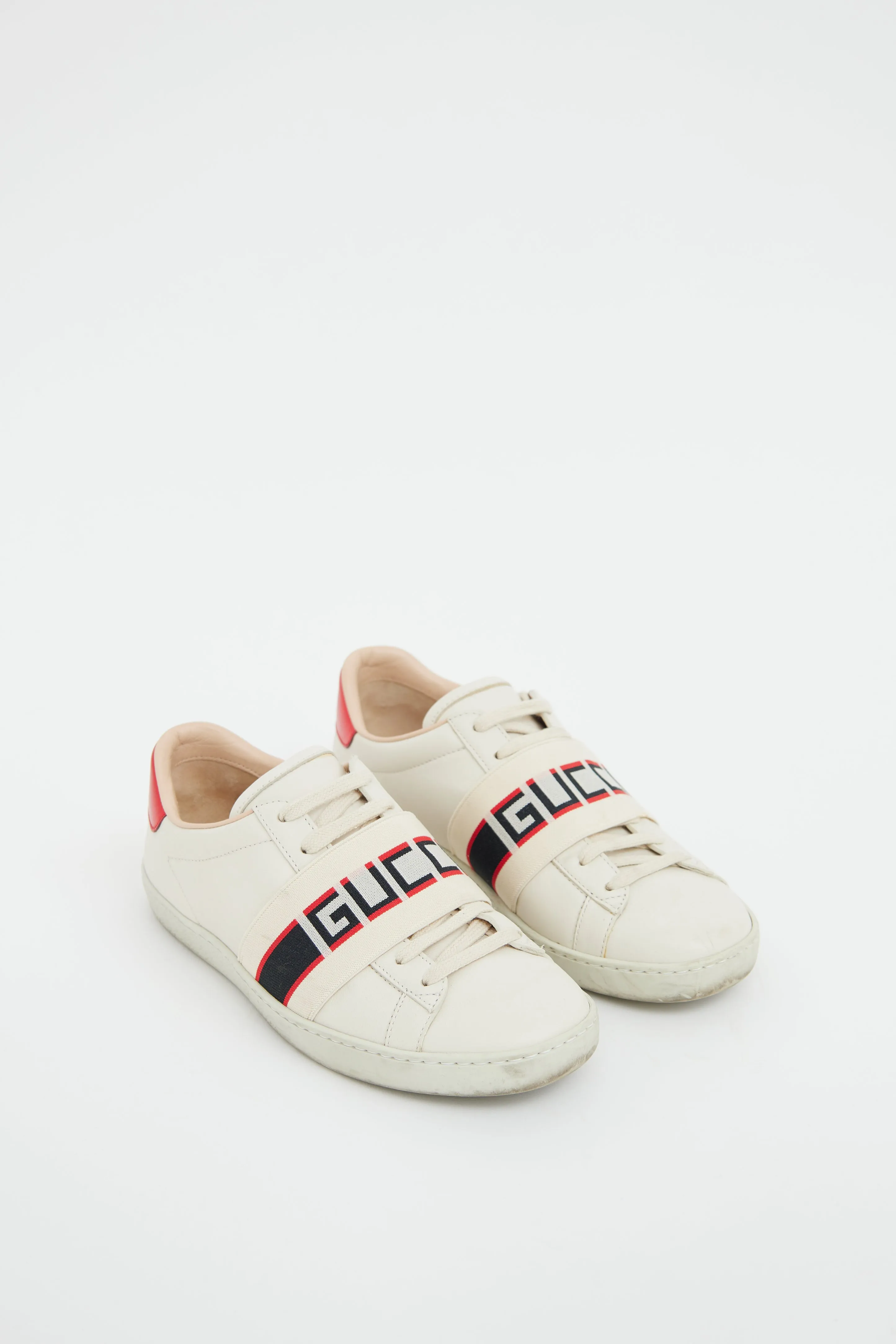 Cream Ace Logo Strap Sneaker