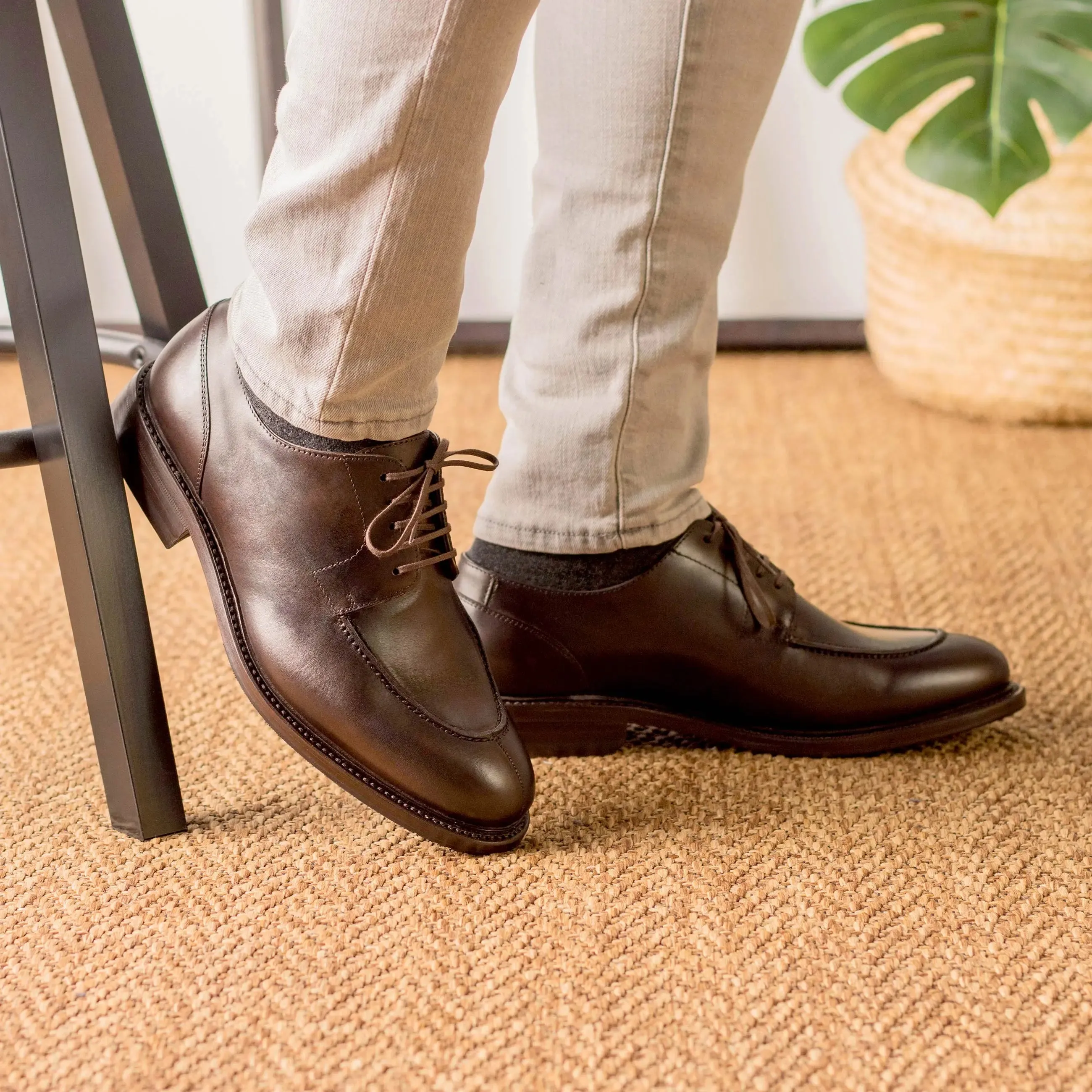 DapperFam Lorenzo in Dark Brown Men's Italian Leather Derby Split Toe