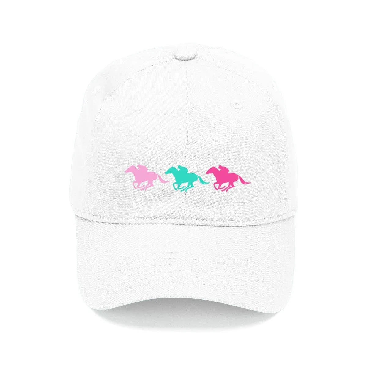 Derby Horse Embroidery White Cap