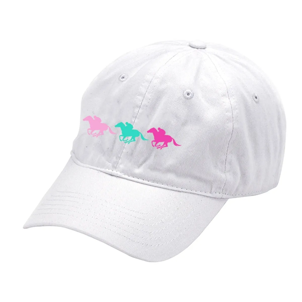 Derby Horse Embroidery White Cap