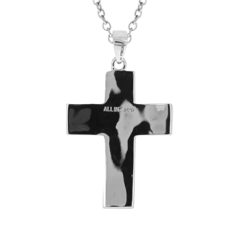 Extra Large Pigskin Football Cross Necklace | Sterling Silver