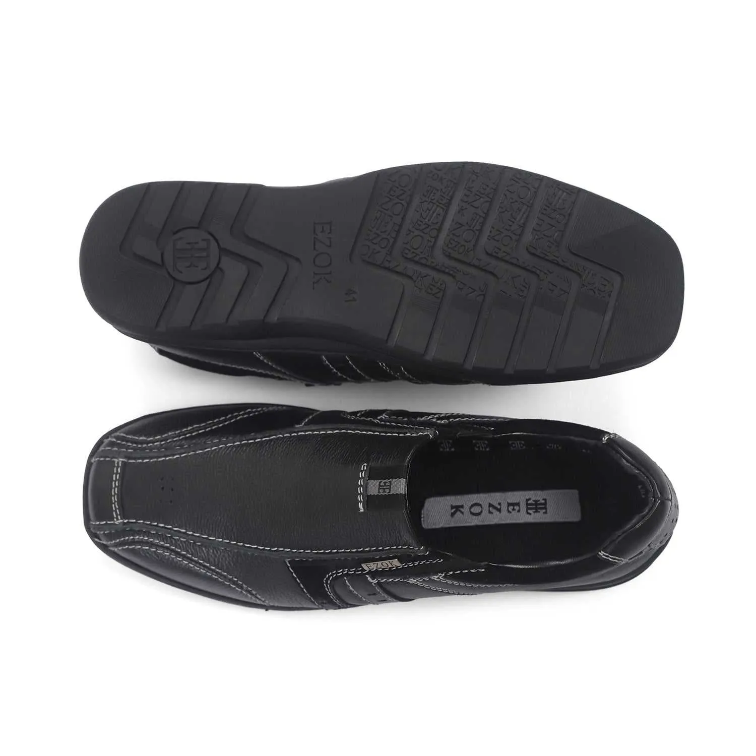 Ezok Men Genuine Leather Slip-Ons Shoes