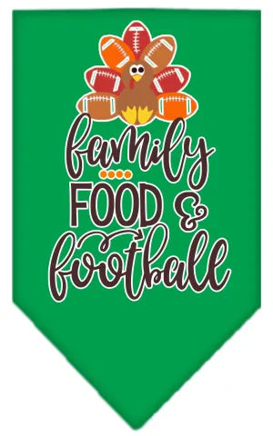 Family, Food, And Football Screen Print Bandana Emerald Green Large