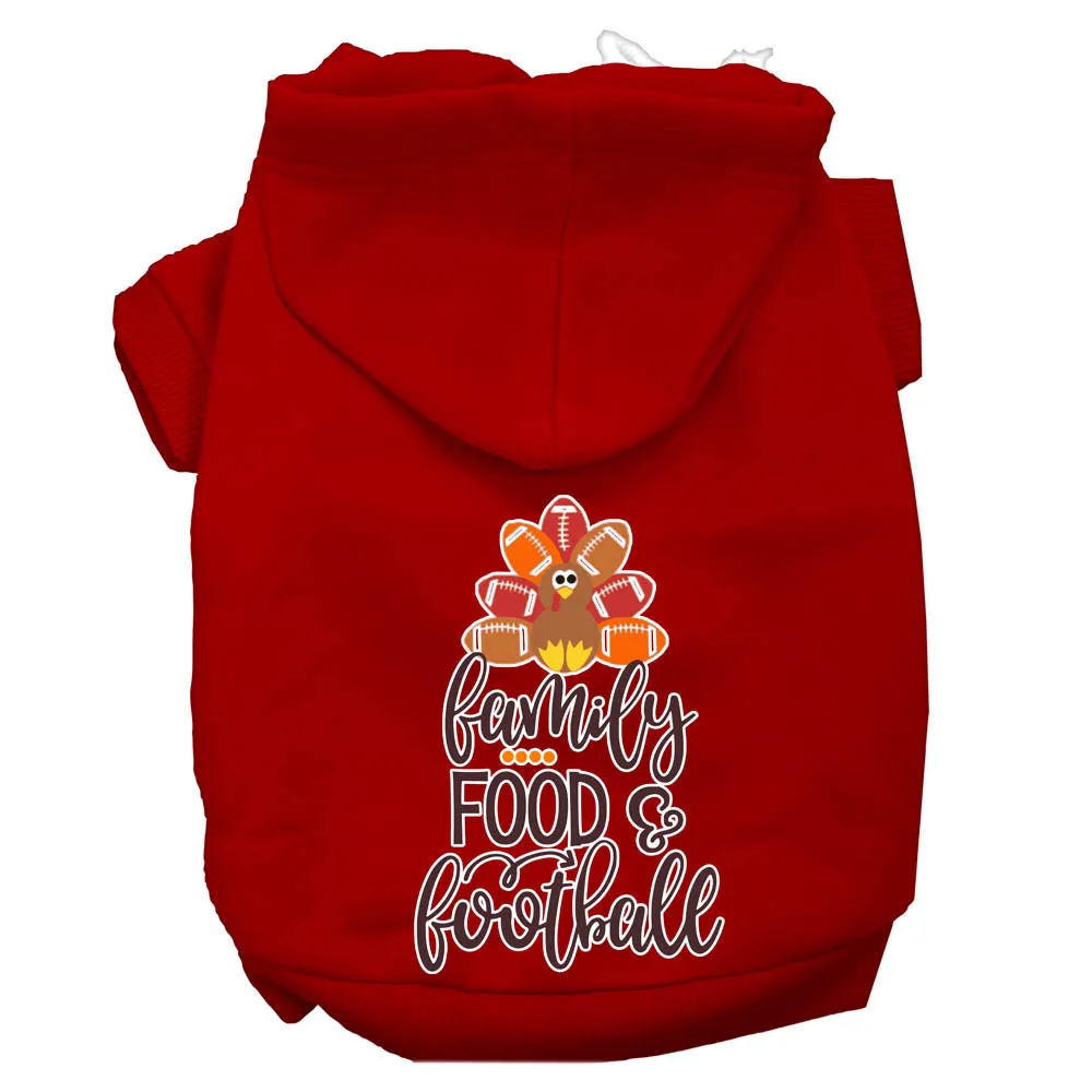 Family, Food, And Football Screen Print Dog Hoodie Red S