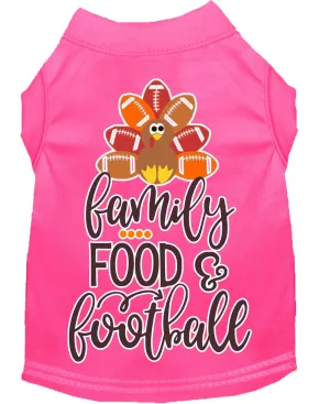 Family, Food, And Football Screen Print Dog Shirt Bright Pink Xl