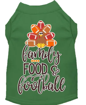 Family, Food, And Football Screen Print Dog Shirt Green Xxxl