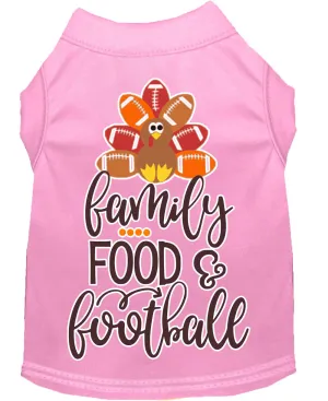 Family, Food, And Football Screen Print Dog Shirt Light Pink Sm