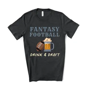 Fantasy Football Drink & Draft T-Shirt - Dark Grey Heather