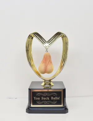 Fantasy Football Loser Trophy You Suck Balls Last Place FFL Sacko Trophy You've Got Balls Funny Trophy Adult Humor Gag Gift Testicle