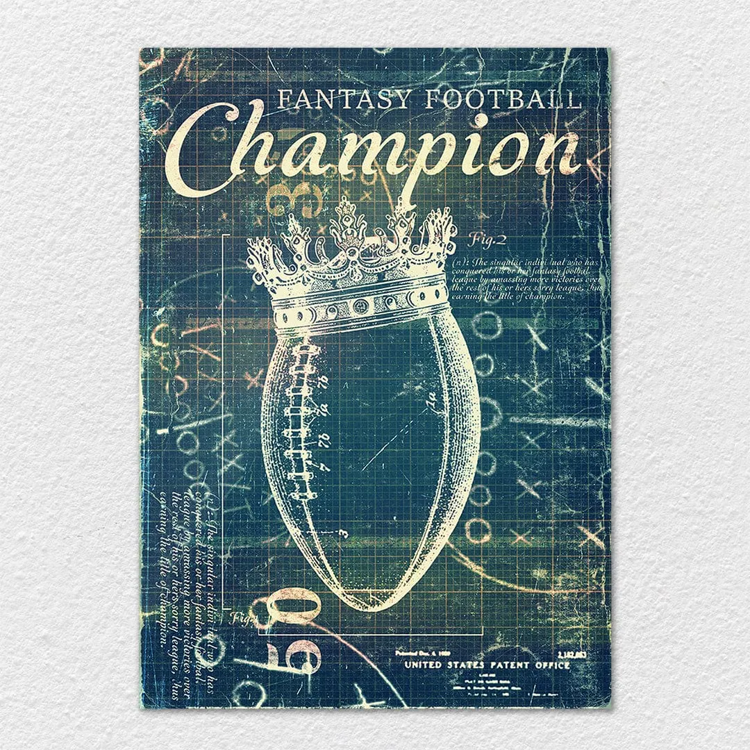 Fantasy Football Patent Blueprint - Metal Wall Art