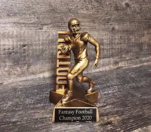 Fantasy Football Trophy FFL Trophy Gold Football Runner Custom Engraved Tag Champion Winner Fantasy League Custom Trophy Sports Award